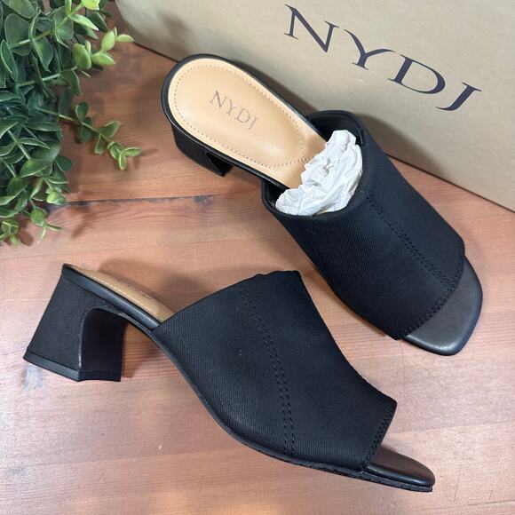 NYDJ Women's Gwen Stretch Black Slip-On Mule Sandals Size 7 - Picture 2 of 10
